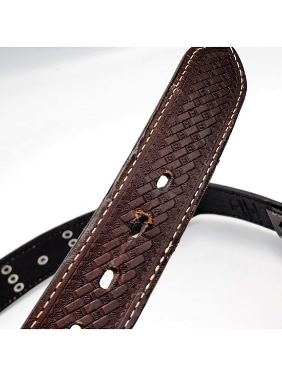 Vtg Western/Cowgirl Brown Leather Belt with Horse-Themed Metal Buckle Adjustable main image 16